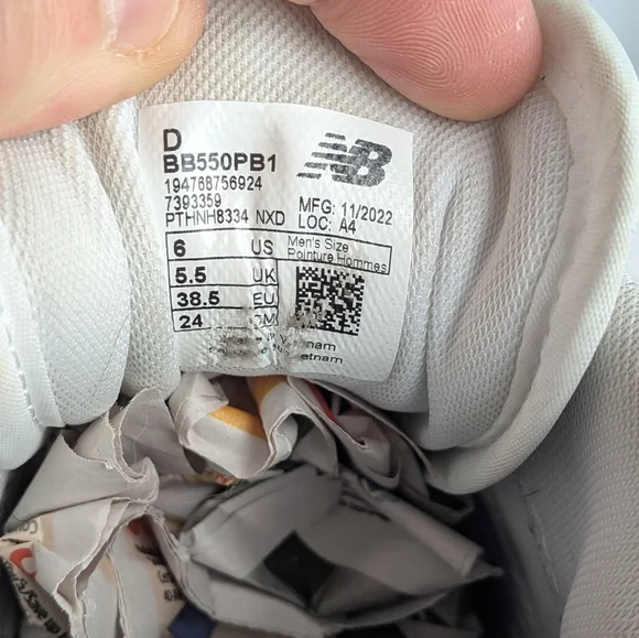 New Balance 550 White and silver BB550 sneakers Women Size 6 90' Style - Picture 12 of 13